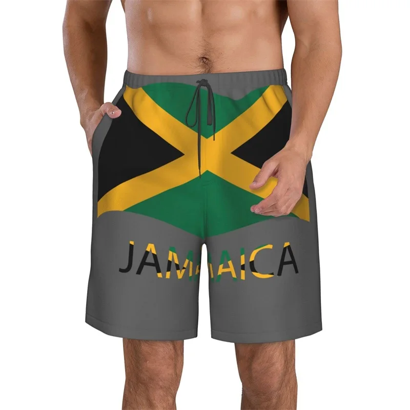 Jamaica Map Graphic Beach Shorts For Men Casual Plus Size Swim Trunks Mens Quick Dry Board Gym Shorts Swimsuit