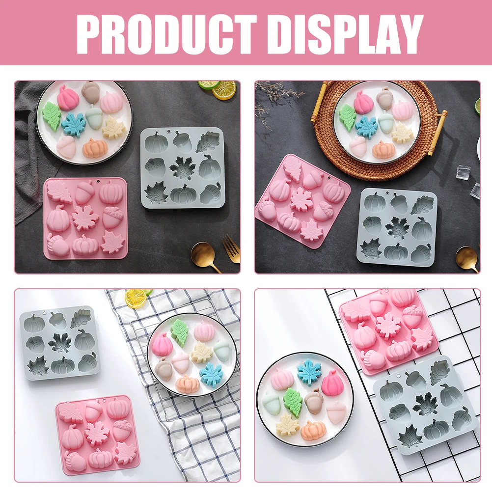 

2Pcs Silicone DIY Chocolate Mold Pumpkin Leaf Acorn Shapes Non-Stick Candy Mold Baking Tool Baking Supplies Chocolate Molds