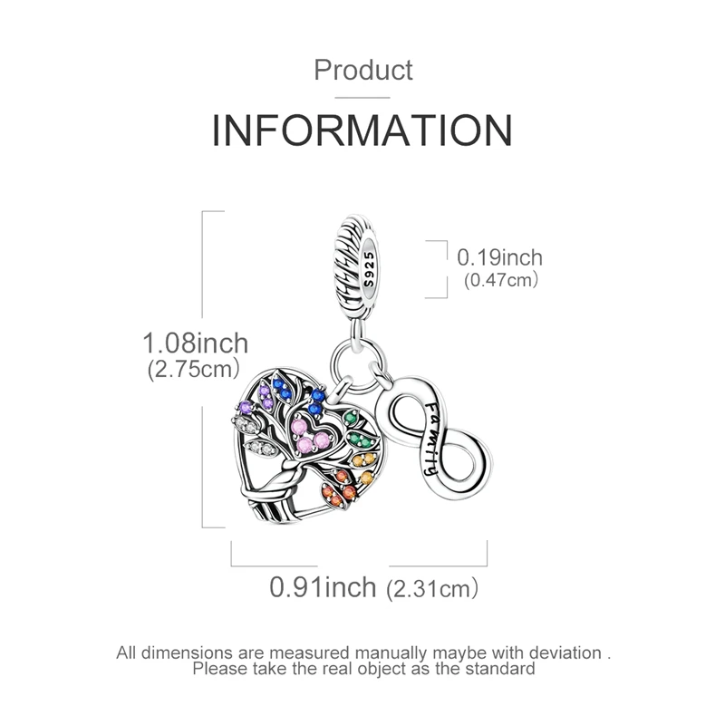 Charms Heart Family Tree Infinity Beads Fit Charms 925 Silver Bracelets for Women Timeless Love & Unity Jewelry Making Diy