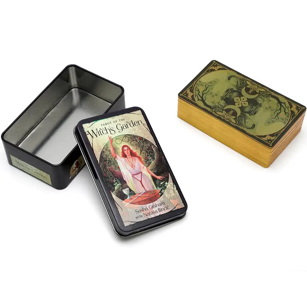 Tarot of The Witch's Garden 78 Pcs Cards with Gilded Edges In A Tin Box for Beginners 10.3*6cm