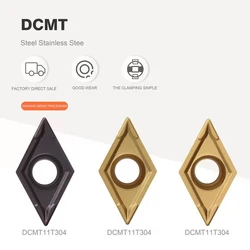 10PCS Turning Blades DCMT11T304 DCMT11T308 Internal Turning Blades DCMT Steel Stainless Steel Processing Lathe Blades Material