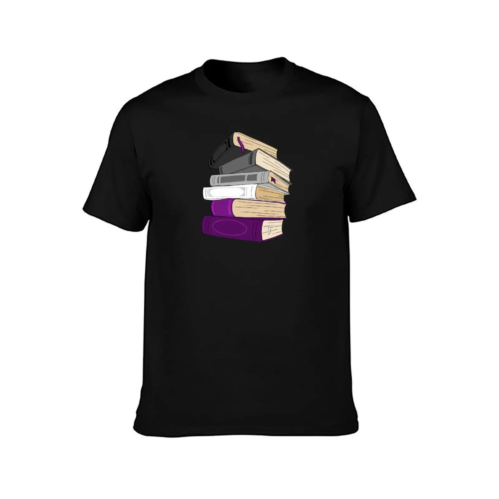 Ace Pride Book Stack T-Shirt Basic Short Sleeve for Men T-Shirt