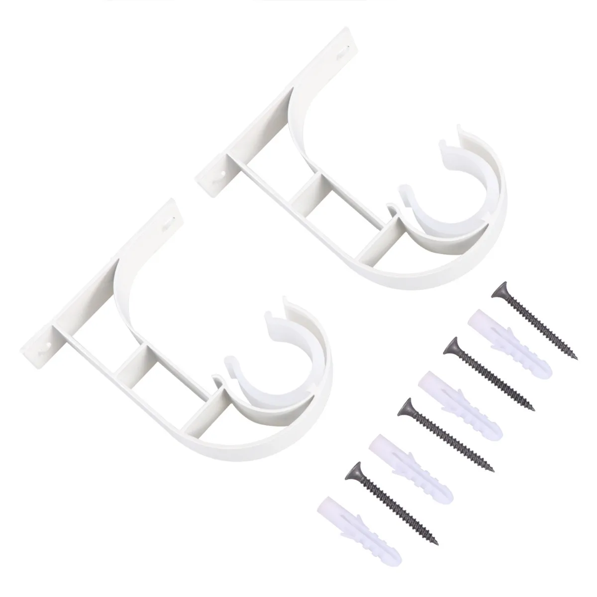 2 Pcs Curtain Hooks for Drapes Rod Adjustable Wall Bracket Ceiling Holder Curtains
