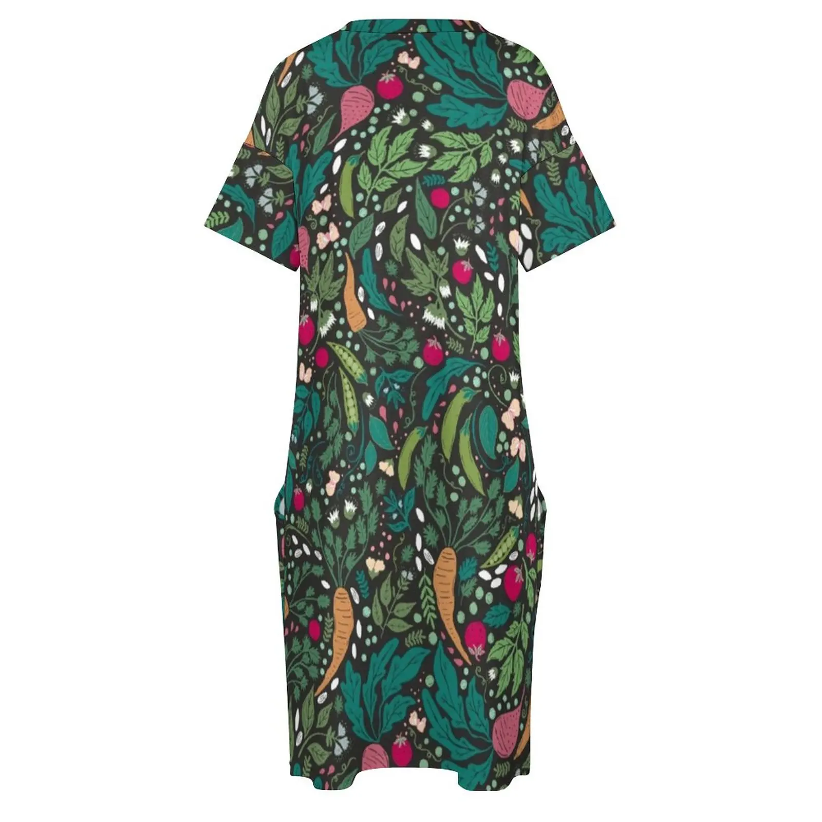 Vestido de granja a Mesa para mujer, ropa de calle informal con estampado de verduras de talla grande, vestido Vintage con cuello de pico para Primavera, Idea de regalo