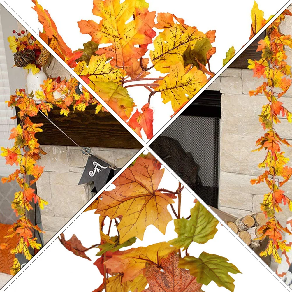 

2 Pcs Wall Fall Decorations for Home Simulation Maple Leaf Rattan Macrame Hanging