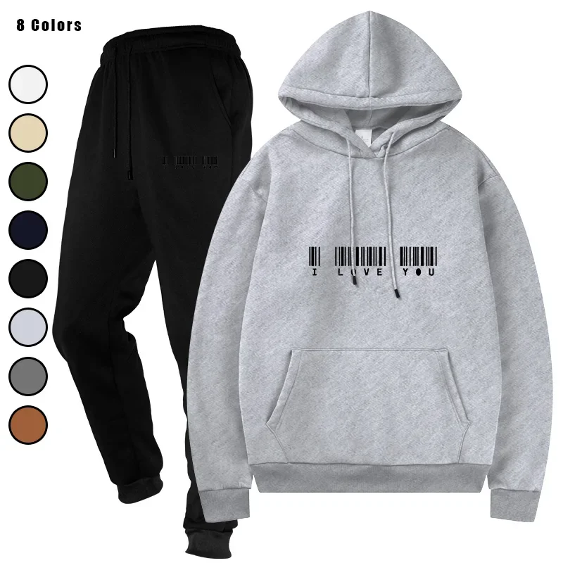 

Men's Autumn Winter Outdoor Printed Tracksuit Sweatpants Hoodies Daily Casual Sporty Jogger Suits Comfort Warm Home Outfits