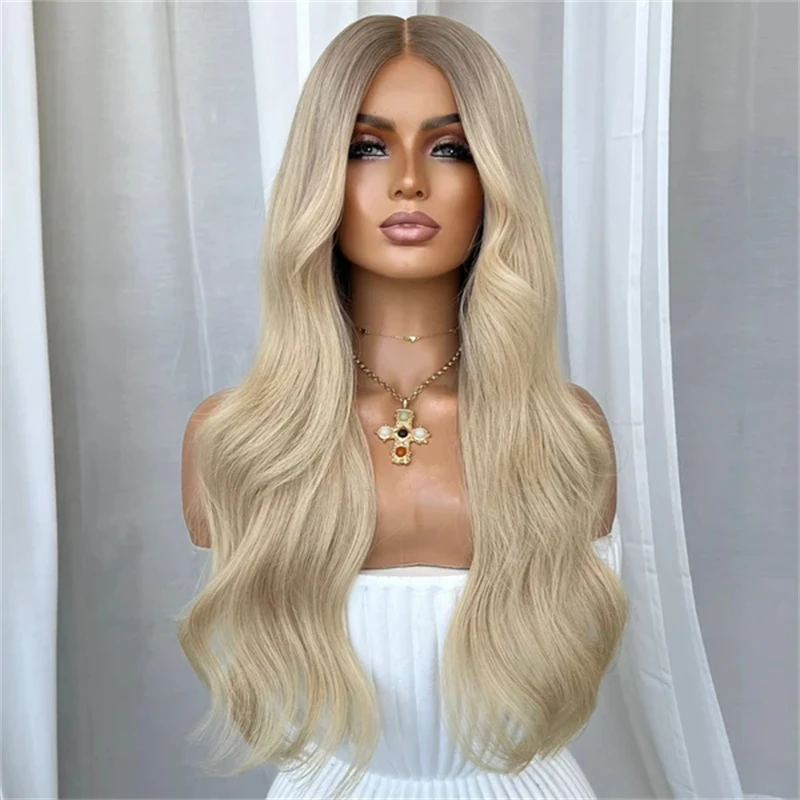 

New in Factory Ombre Ash Blonde Highlights HD Invisible Synthetic Lace Front Wig Premium Quality Wig for Women Daily Party Wig