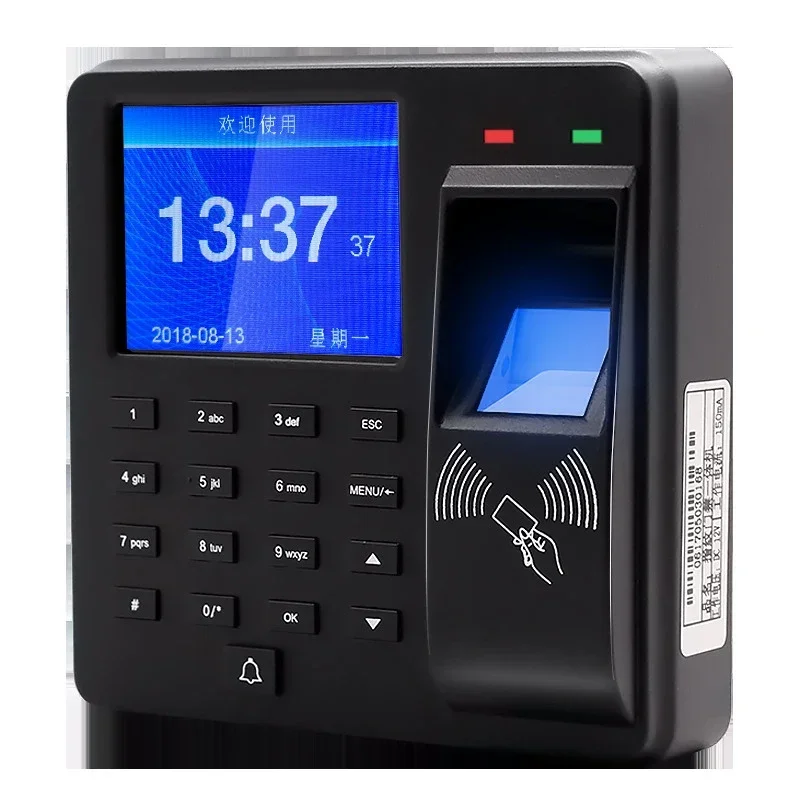 1Pcs Multi-language Attendance Machine Fingerprint/Password/ID Card Recognition Time Clock Employee Checking-in Recorder