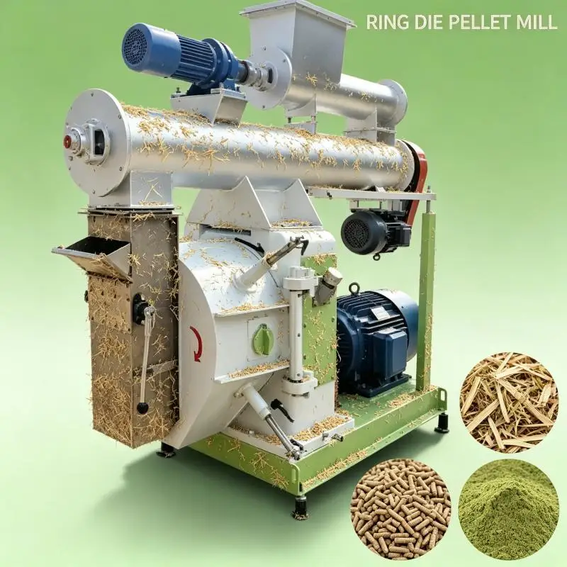 Heavy Duty Ring Die Pellet Machine Biomass Wood Pellet Mill High Output Sawdust Straw Feed Manufacturing