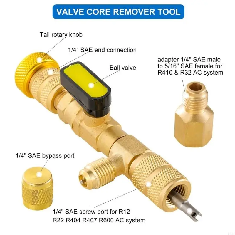 

H58C Professional HVAC Service Wrench Set With Adapters For Refrigerator Valves Cores Removal Installation Maintenance