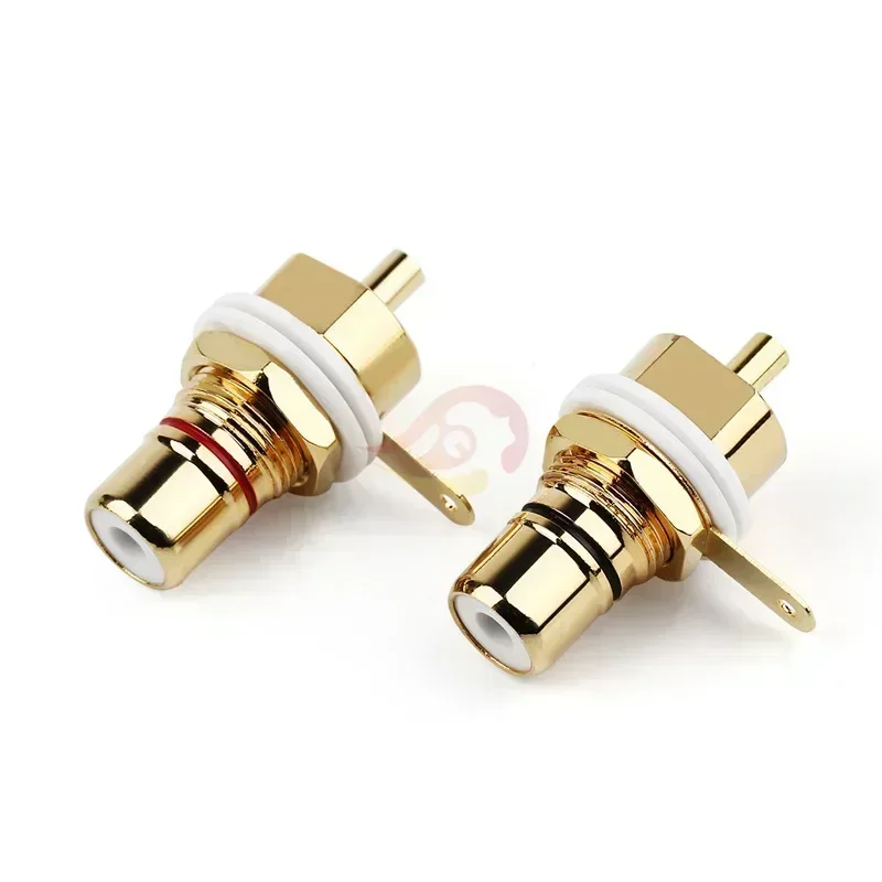 

RCA Connector Female Socket Chassis CMC Connectors 28.6mm Audio Jack Bulkhead Red Black Cycle Nut Solder Gold Plated Plug