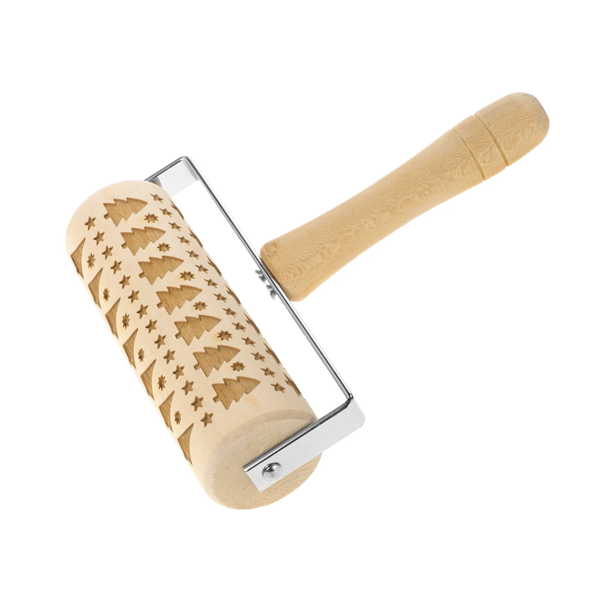

Wooden Rolling Pin Dough Roller Christmas Tree Pattern Embossed Mold Tools Fondant Cake Sugar Paste Marzipan DIY Craft Clays