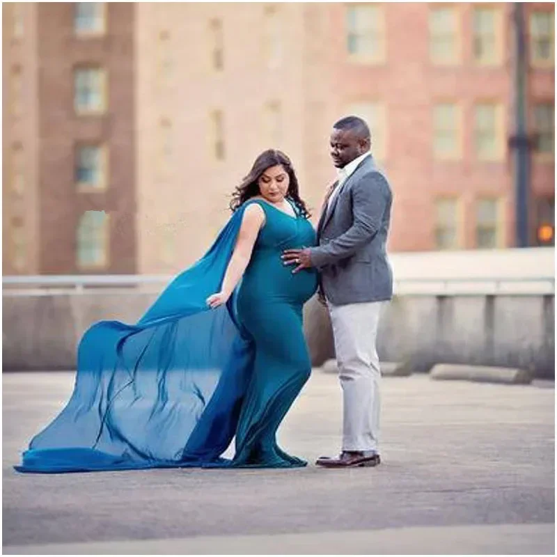 Long Chiffon Maternity Cloak Dress Pregnancy Photography Props Sexy Maxi Maternity Gown Baby Shower Dresses All-purpose Dress