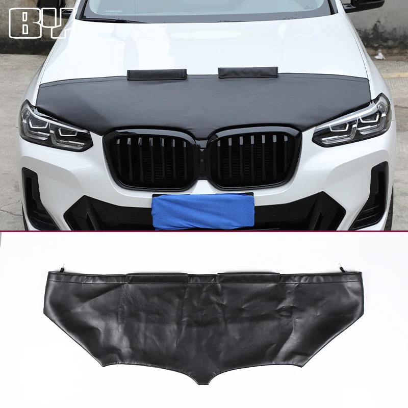 

Leather Black For BMW X3 G01 2018-2023 Car Hood Cover Sand Block Stone Deflector Hood Protection Set Car Exterior Accessories