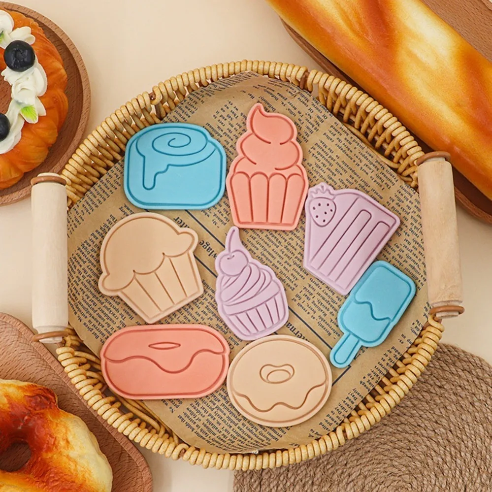 DIY Handmade Cookie Cutters Cartoon Donuts Reusable Stamp Baking Tools for Bakery Shop Lovers