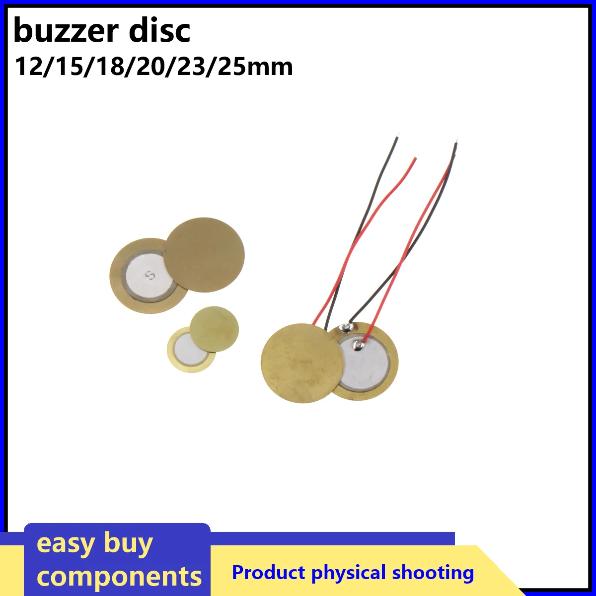 5/10/20pcs Buzzer Piezoelectric Piezo Ceramic Wafer Plate Dia 12/15/18/20/27/35/50MM With wire Buzzer Loudspeaker for Audio