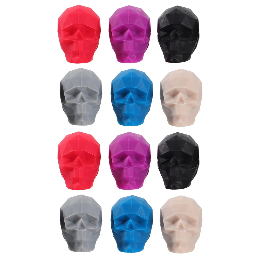 12 Pcs Silicone Glass Markers Skull Clip Creative Drink Tag Cup Reusable Adornment Convenient Silica Gel Charm Glasses