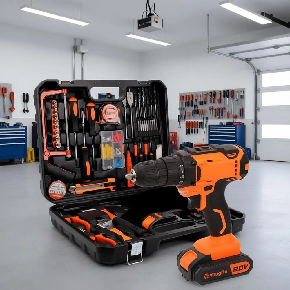 

Набор инструментов с дрелью, аккумуляторная дрель 20В с 2 батареями и 114 предметами ручного инструмента для ремонта дома