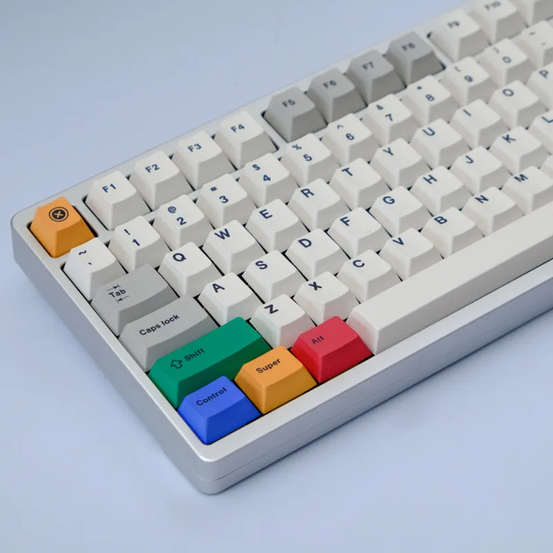 129 Key White Light PBT Material Dye Sublimation Cherry Profile Keycap Fits MX Switch 61/64/68/75/86/98/104 Mechanical Keyboard