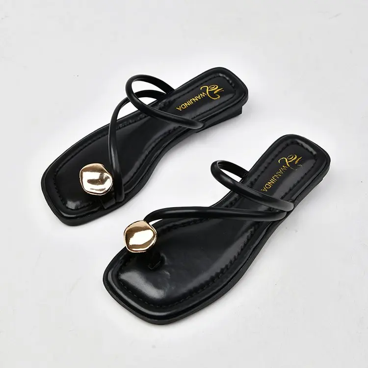 Elegante Damen-Slip-On-Sandalen mit eckiger Zehenpartie, Sommer 2025, offenes Design, synthetisches Obermaterial, Gummisohle, bequeme Passform, lässige Schuhe – Detail 8