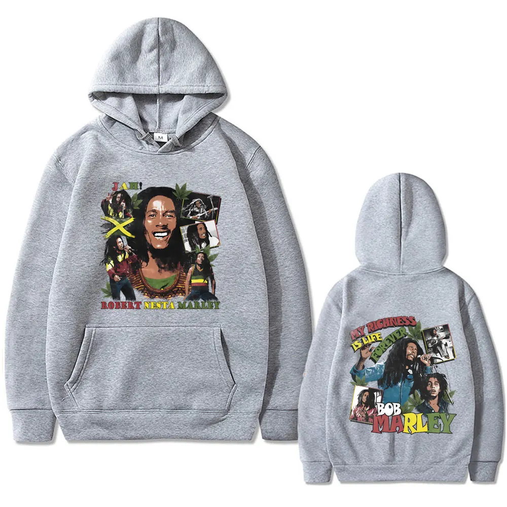 Bob Marley My Richness Is Life Forever Hoodie Men Women Casual Vintage Hooded Sweatshirt Unisex Reggae Music Pullover Hoodies