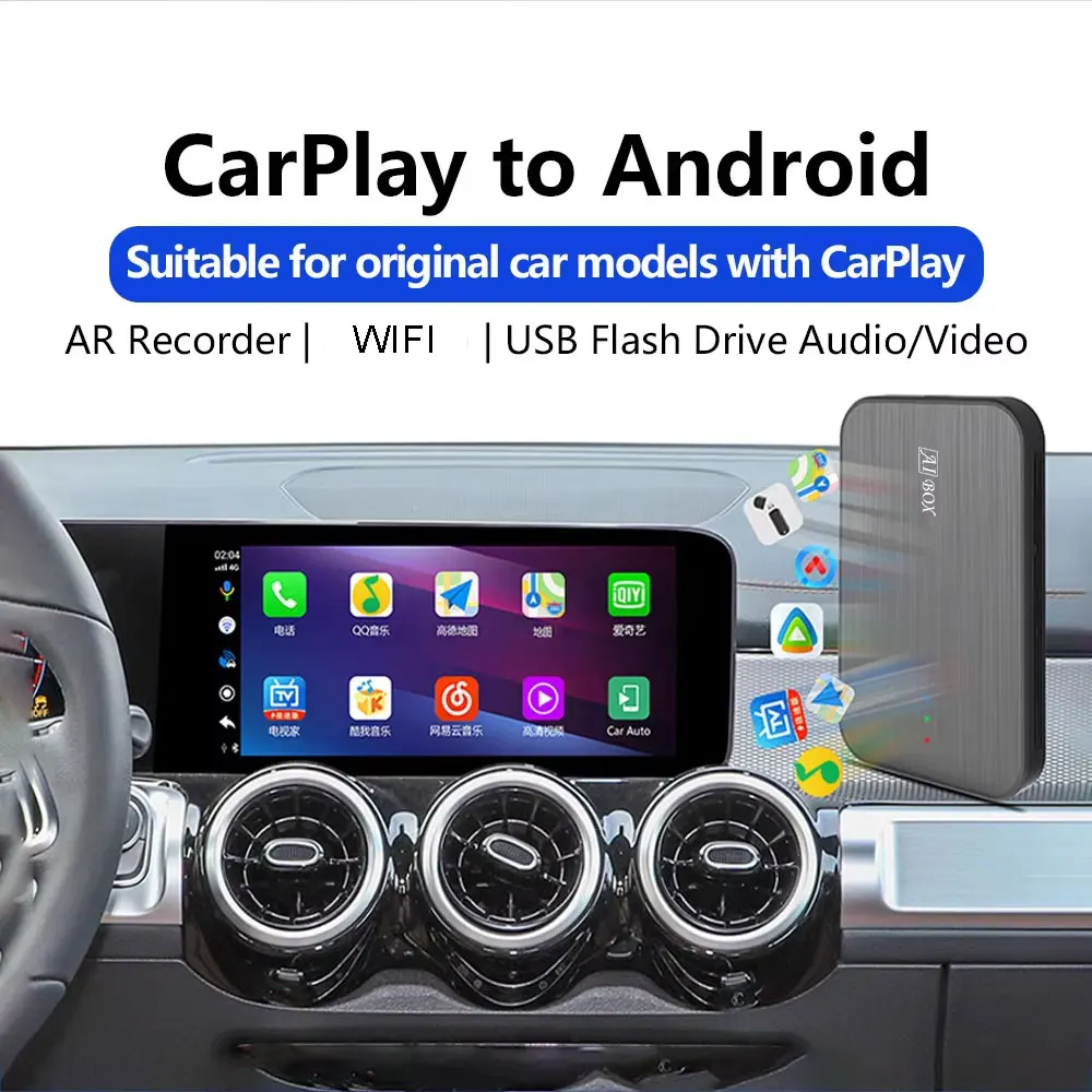 新しい車載AIボックス、CarPlay有線/無線CarPlayアダプター、Android Autoマルチメディア、Car Play TVボックス、YouTube Netflixアクセス対応