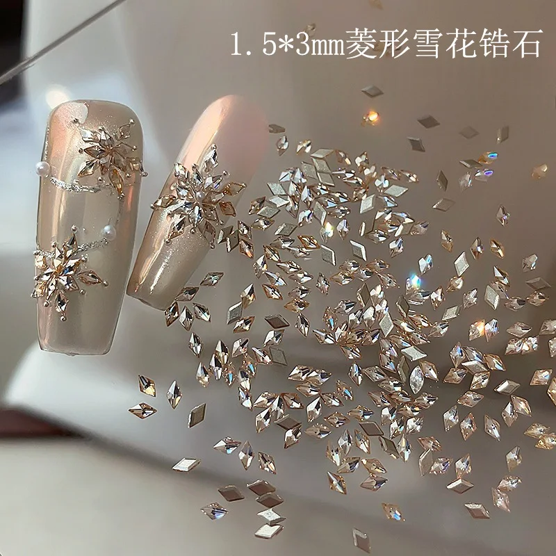 Wholesale Sparkling 1.5 * 3mm High Quality Diamond Snowflake Mini Nail Drill Glass Design Manicure Accessories