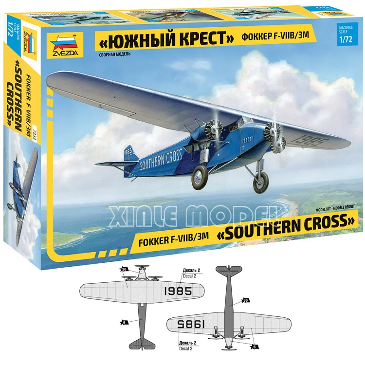 

ZVEZDA Plastic Assembled Aircraft Model Kit 7233 Fokker F-VIIB/3M Transport Aircraft 1/72