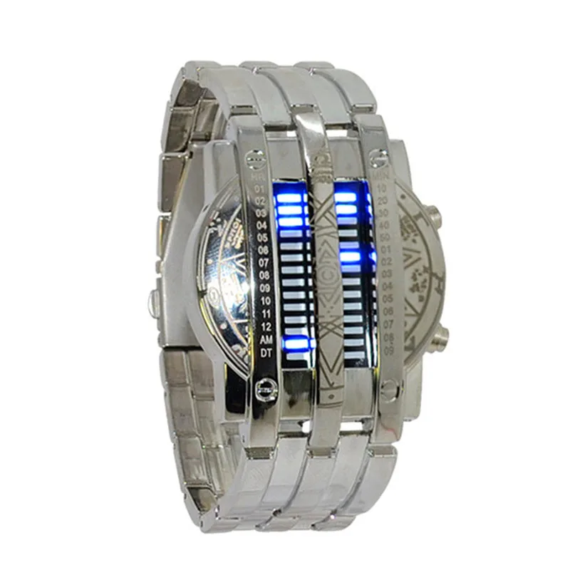 Fashion Binary LED Watch Men Sport Black Watches Stainless Steel Band Electronic Wristwatches Men Montre Homme Reloj Hombre