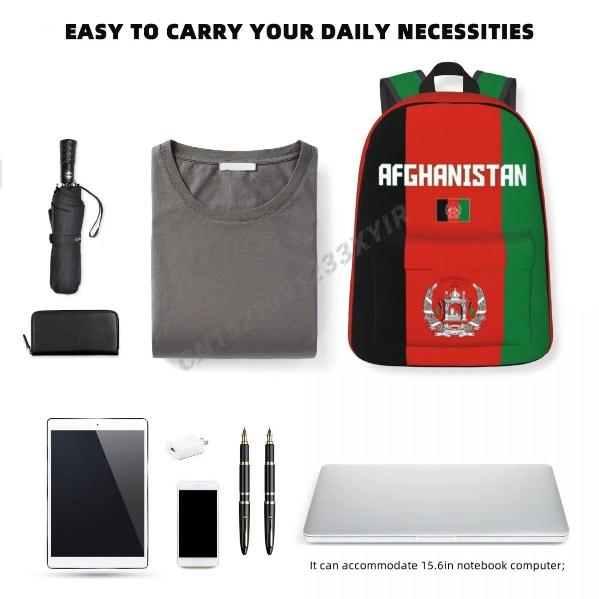 Custom Bag Unisex Backpack Afghanistan Flag Afghan Stitch Schoolbag Messenger Bag Case Laptop Travel Bag Mochila Gift