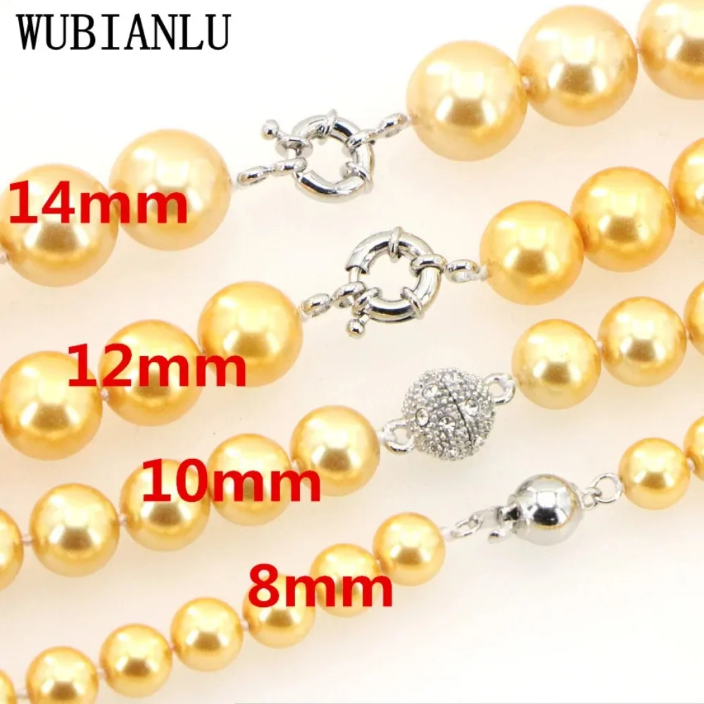 Wholesales Design Gift  + 10mm Golden South Sea Shell Pearl Necklace Women In Choker Necklaces 18\