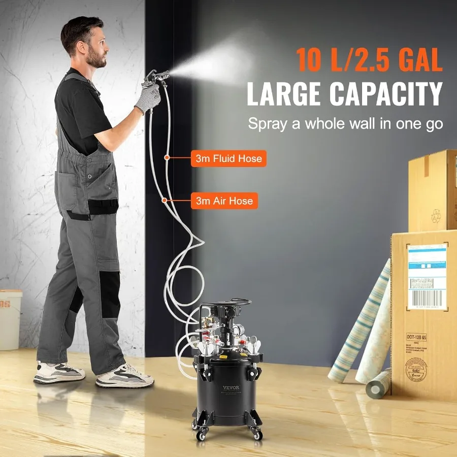 رذاذ الطلاء وعاء الضغط 10 لتر 2.5 جالون التلقائي بالكامل اثارة ضغط وعاء خزان 70 رطل لكل بوصة مربعة قابل للتعديل ضغط وعاء الطلاء T #3