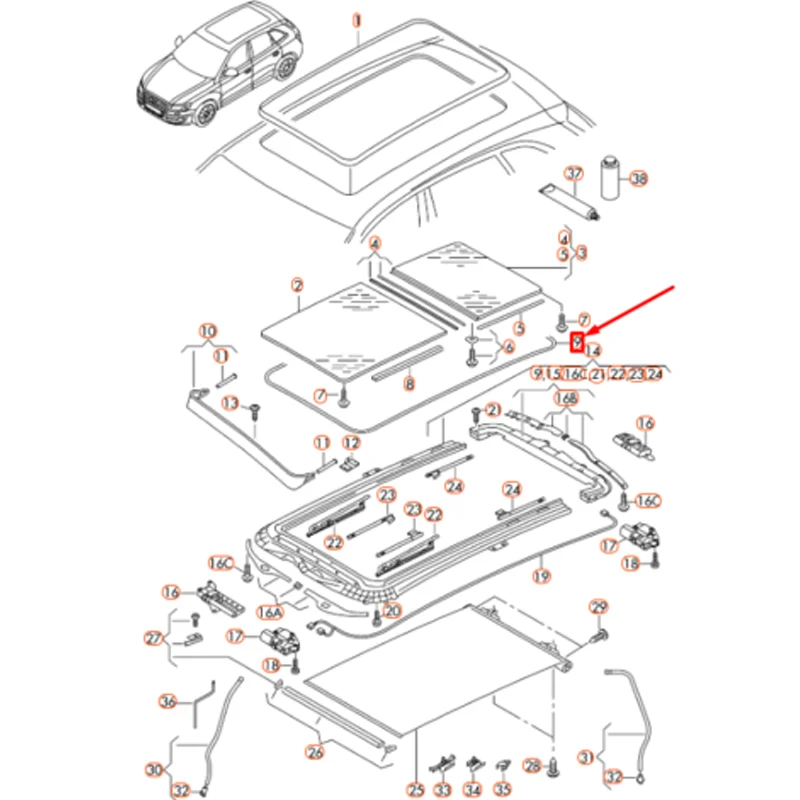 Sunroof Seal 5ND 877 439 1K9 877 439 8R0 877 439A 8R0 877 439 A for VW Tiguan Sharan Jetta Seat  Skoda Yeti Superb  AUDI Q5