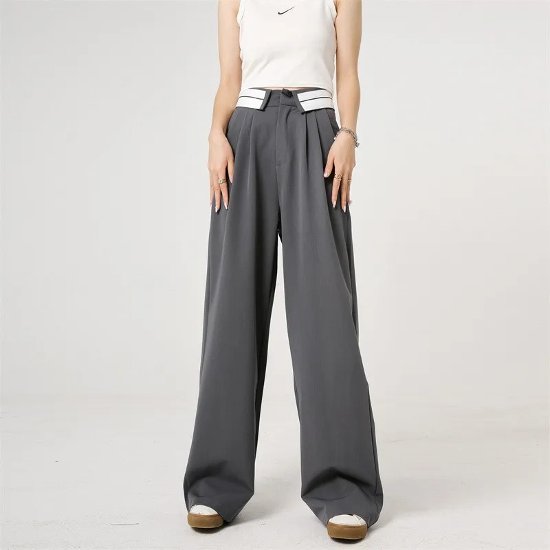 ZHISILAO Office Wear Straight Pants Vintage High Waist Suit Pants Wide Leg Trousers Baggy Korean 2022 Autumn