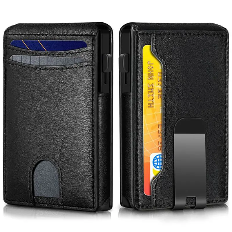 Men's RFID Blocking Auto Pop Up Card Holder, Aluminum Credit Card Case, Slim Business Wallet