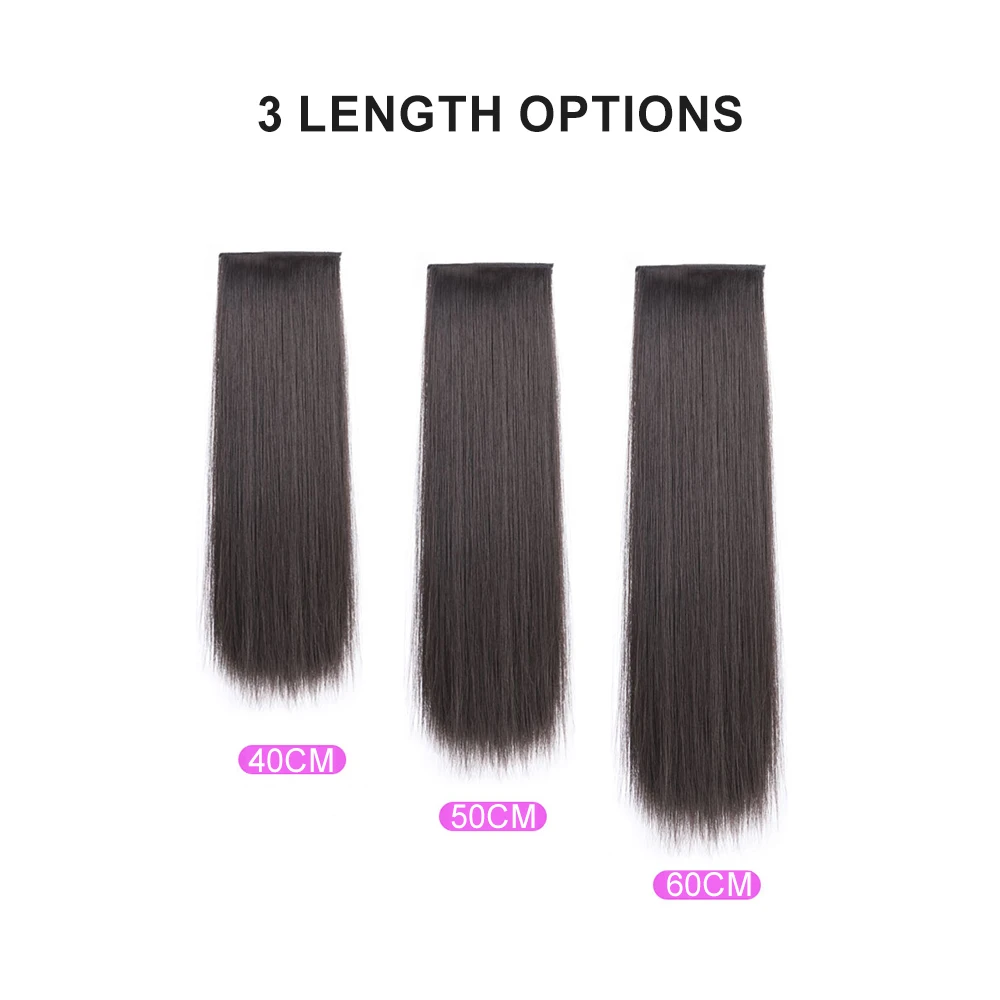 Synthetic Black Hair Extension Long Straight Hair Extensions for Asian Women Soft Glam Hairpieces Clip in Hair Extensions