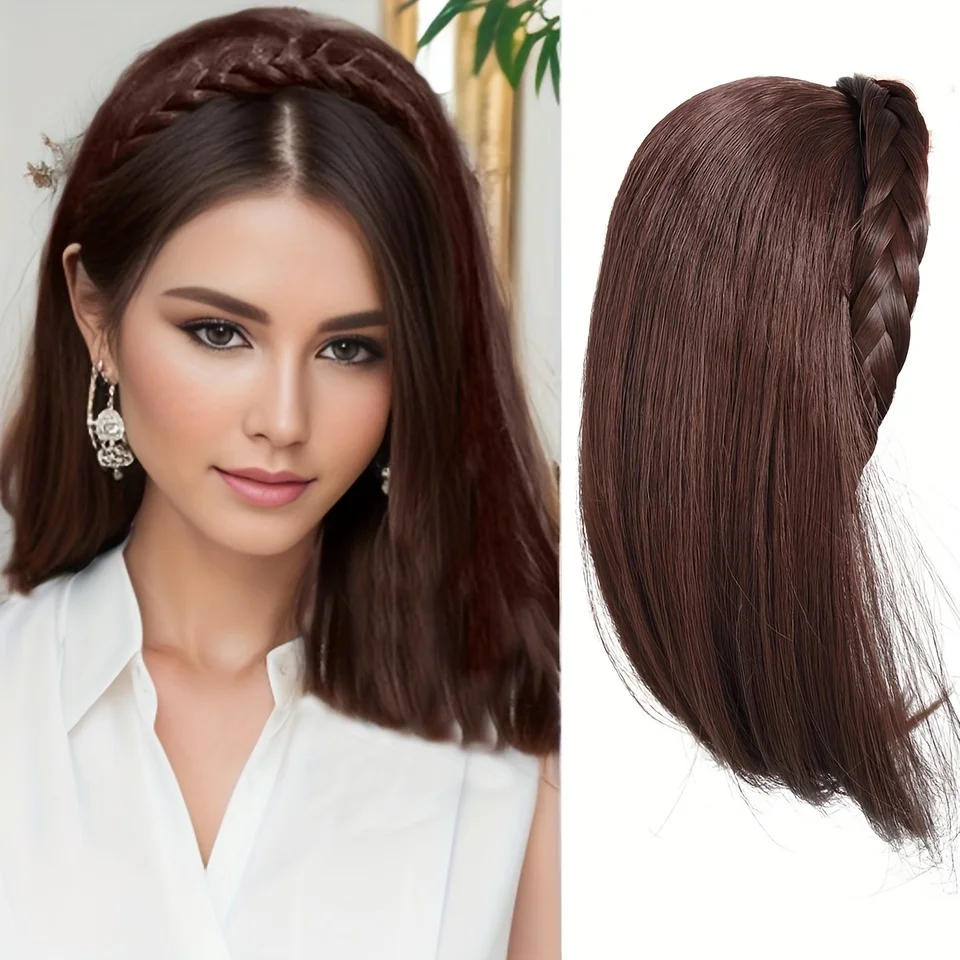 Braided Hairband Hair topper - High-Quality Synthetic Hair, Expertly Braided Design, Twist Braid Style, Easy Clip-In Hair Extens