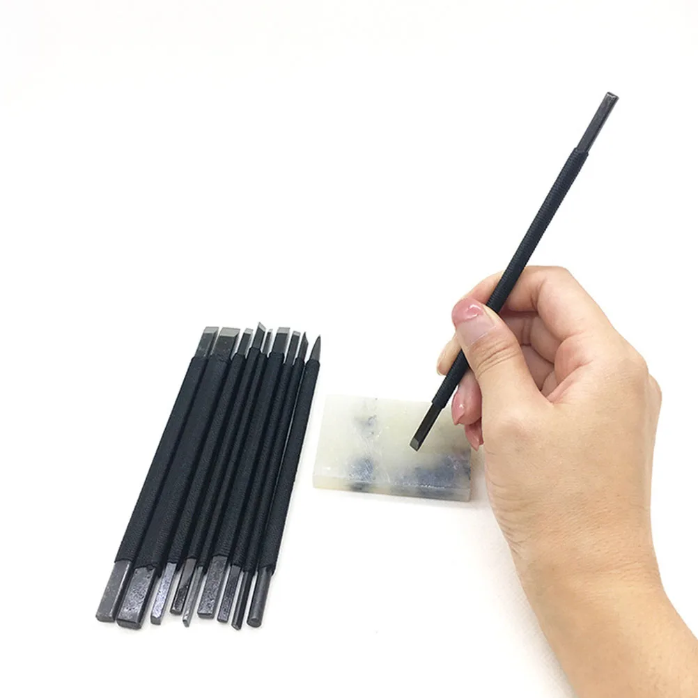 

10Pcs Tungsten Steel Carving Tool Kit Professional Engraving Lettering Device for Stone Stamps