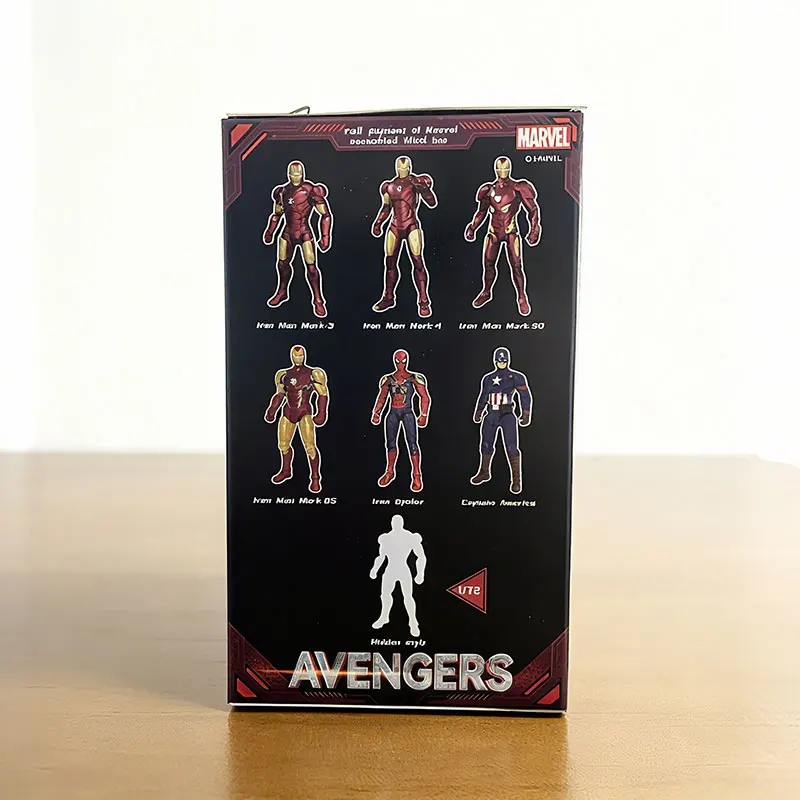 Marvel vingadores caixas cegas brinquedos spiderman anime figuras de ação homem de ferro mk85 mk50 caixas misteriosas estatueta crianças presente natal