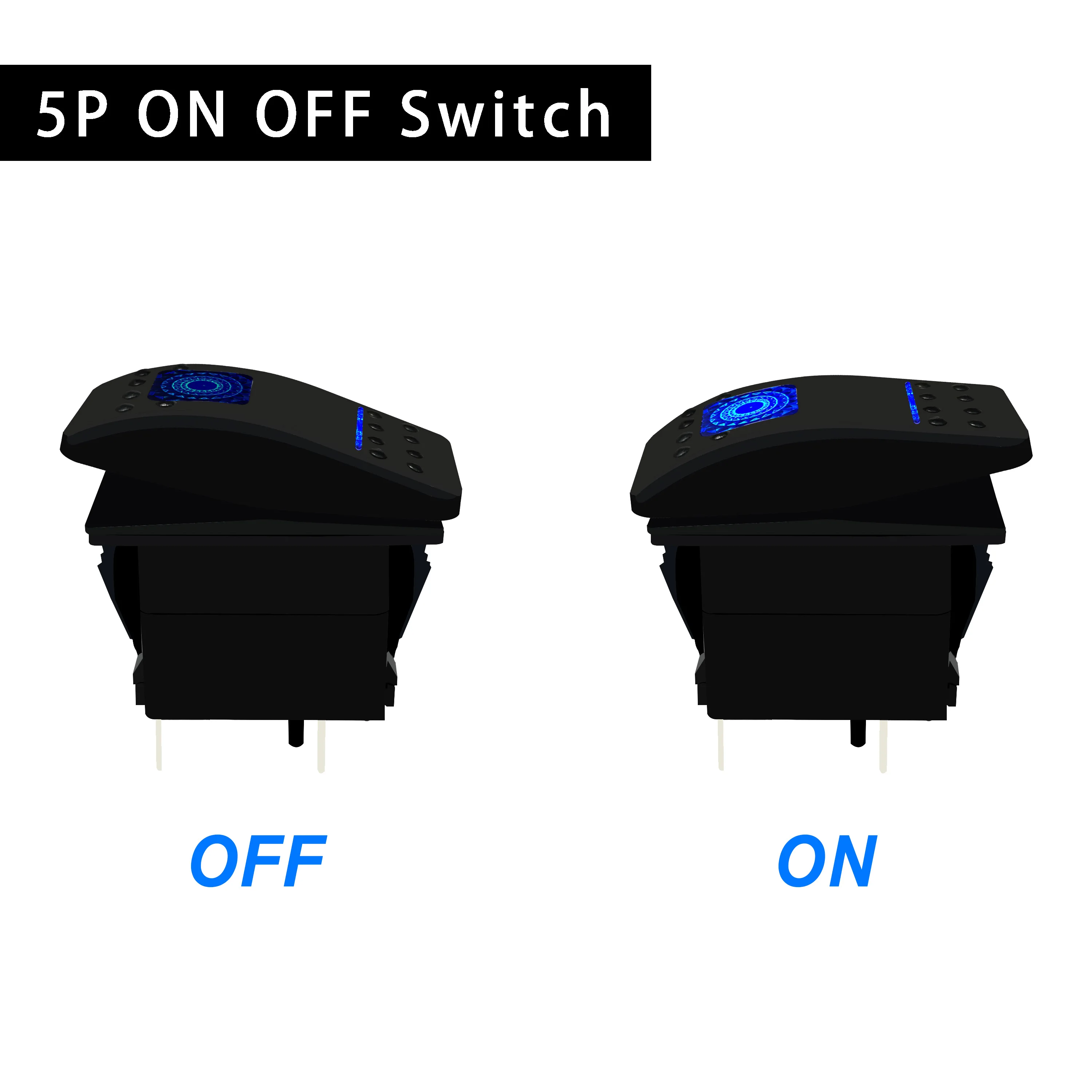 Rear Diff Lock Rocker Switch 12v/24v Blue Led SPST 5P ON OFF For Car Marine Boat IP66 NARVA Carling ARB Style Auto Camper Parts