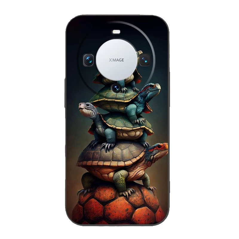 Cartoon Turtle Phone Case Cover for Huawei Mate 60 Pro P50 P40 P30 P20 P10 P Smart Y6 Y7 Y9 Plus Silicone Fundas Shell Capas Bag