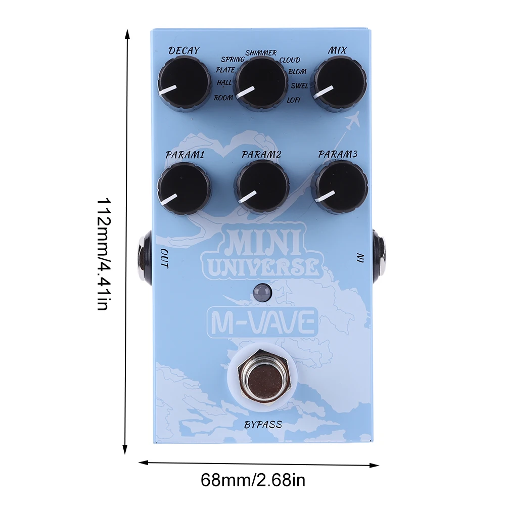 M-vave Mini Universe Digital Reverb Pedal 9 effetti di riverbero pedale analogico riverbero chitarra pedale in metallo per basso elettrico musica