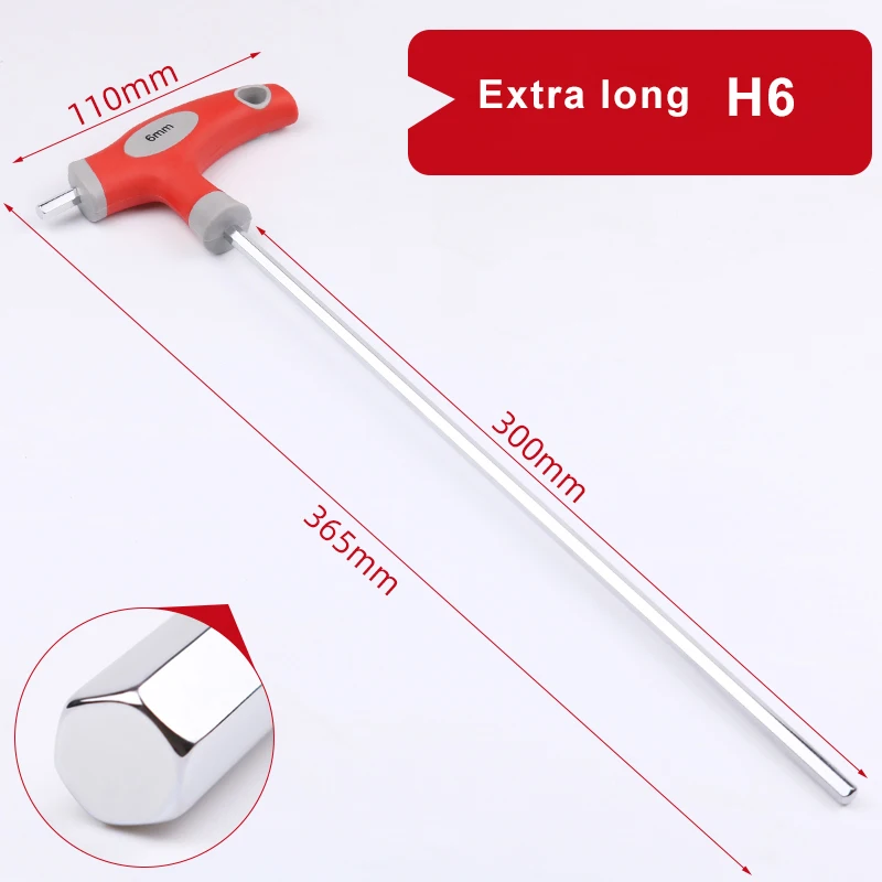 360mm Length 3-10mm Hex Key Wrench T-Handle Spanner Flat Head Socket Screwdriver Allen Hex Wrench Hand Tool Extra Long Arm Tools