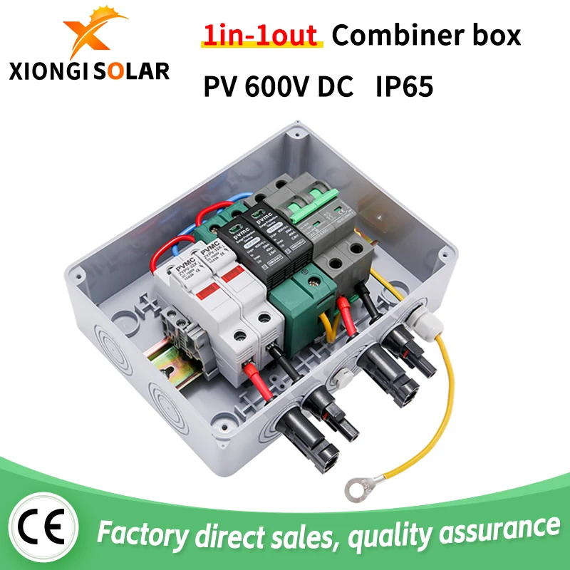 

XIONGISOLAR 600V 1 In 1 Out Solar photovoltaic PV Combiner Box With Lightning Protection DC Fuse MCB SPD Waterproof Box IP65