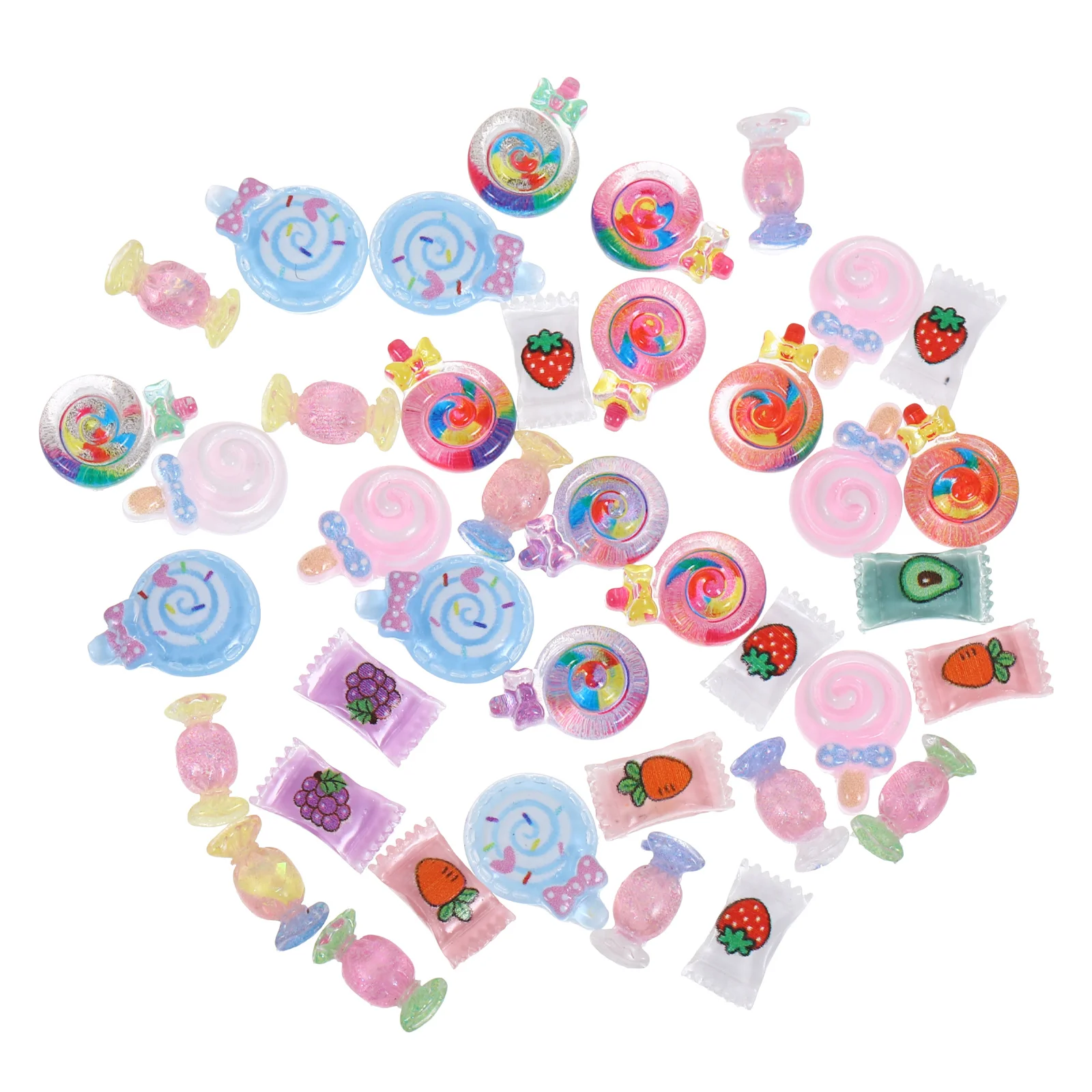 

40Pcs Cartoon Candy Nail Charms Cute Sweets Decorations DIY Manicure Supplies Long Lasting Easy Use Party Daily Wear
