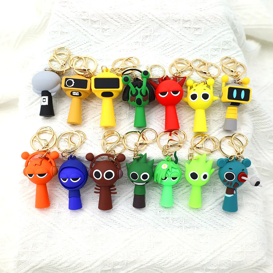 Cartoon Sprunki Keychain Cute Sprunki Oren Raddy Gray Brud Vineria For Girl Boy Bag Pendant Keyring Jewelry Fans Gifts