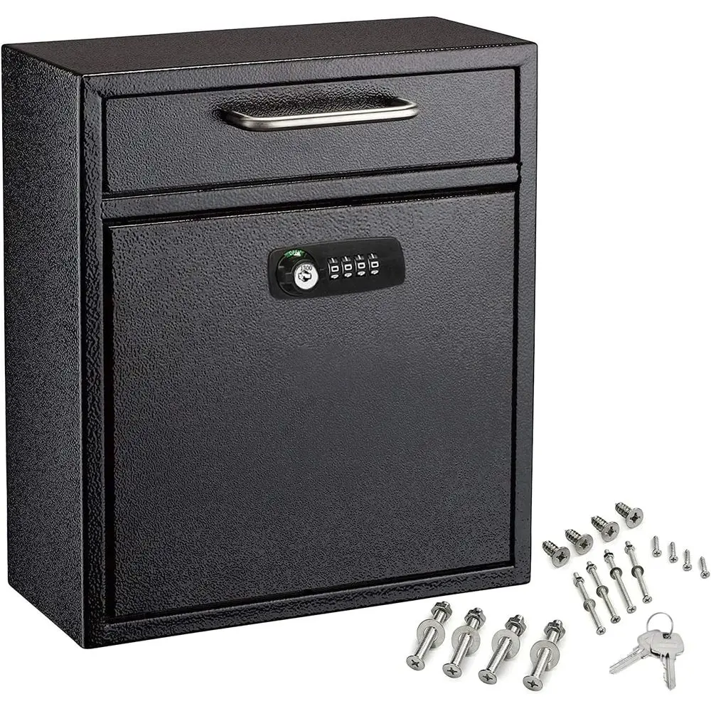 

Combination Mailbox with Keys - Durable Wall Mounted Locking Mailbox and Cash Drop Box for House, Apartments and Business After