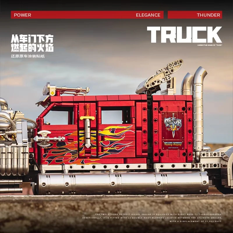 3485 قطعة MOC التقنية RC Thor 24 شاحنة ثقيلة اللبنات اللبنات تجميع سيارة الطوب نموذج لعب للبنين مجموعات هدايا #4