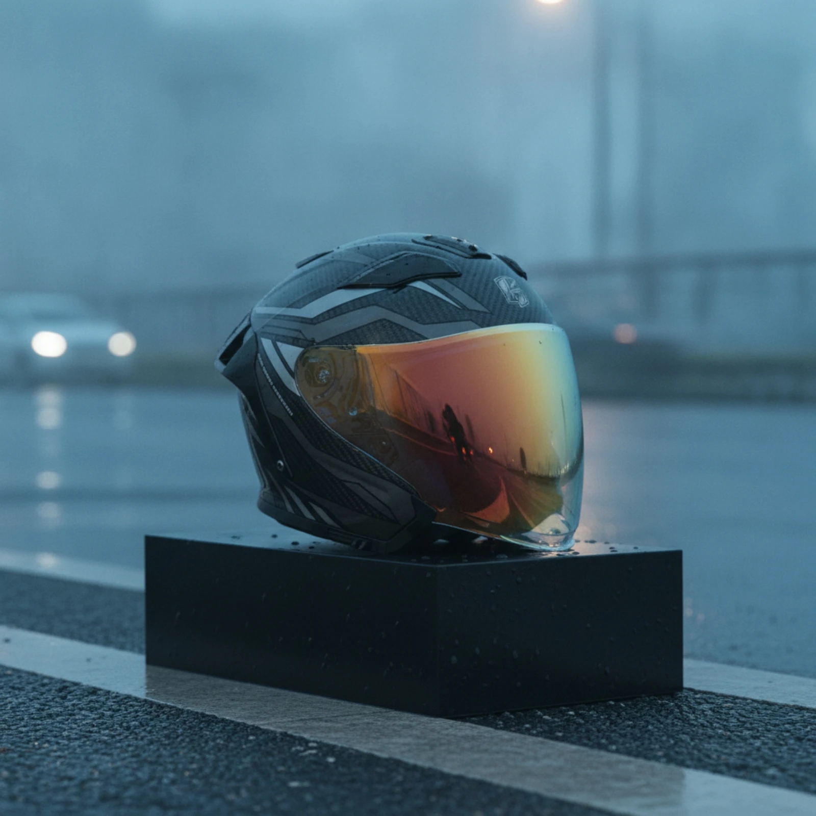 Helmet with Dual Visor Aerodynamic Carbon Fiber Helmet Ventilated Removable for Motorcyclists, Motorcycle Riding
