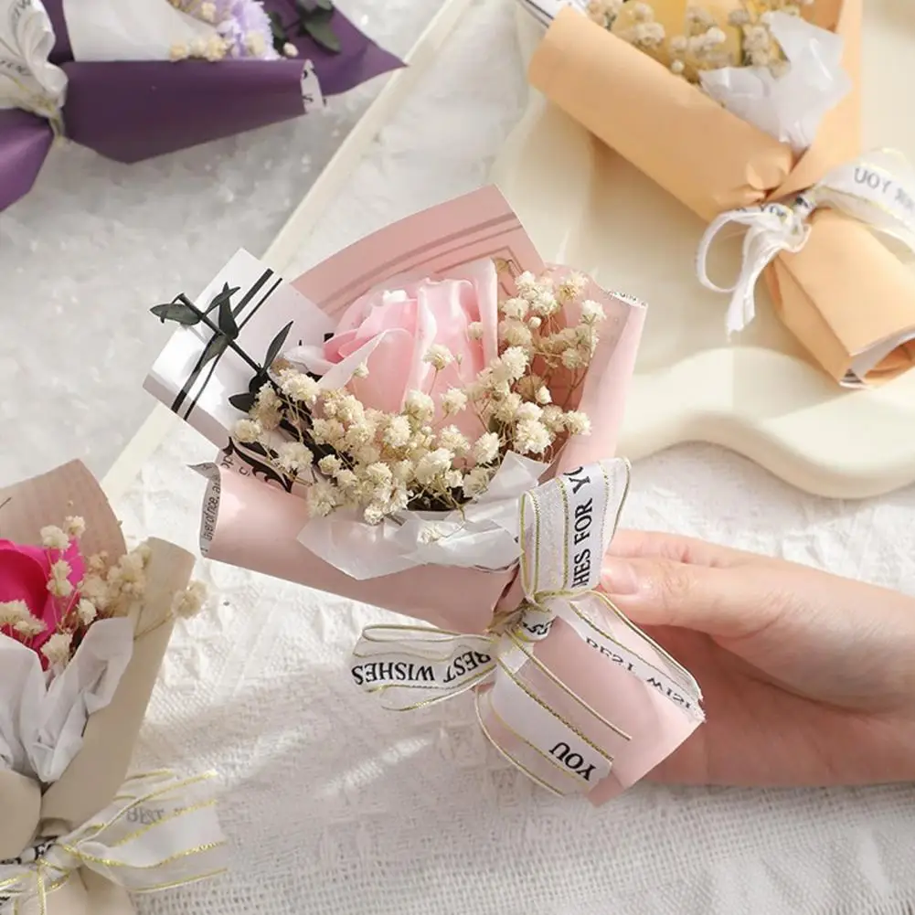 Small Flower Arrangement Mini Artificial Rose Bouquet Handcrafted Simulated Carnation Flowers Romantic Valentine's for Mother
